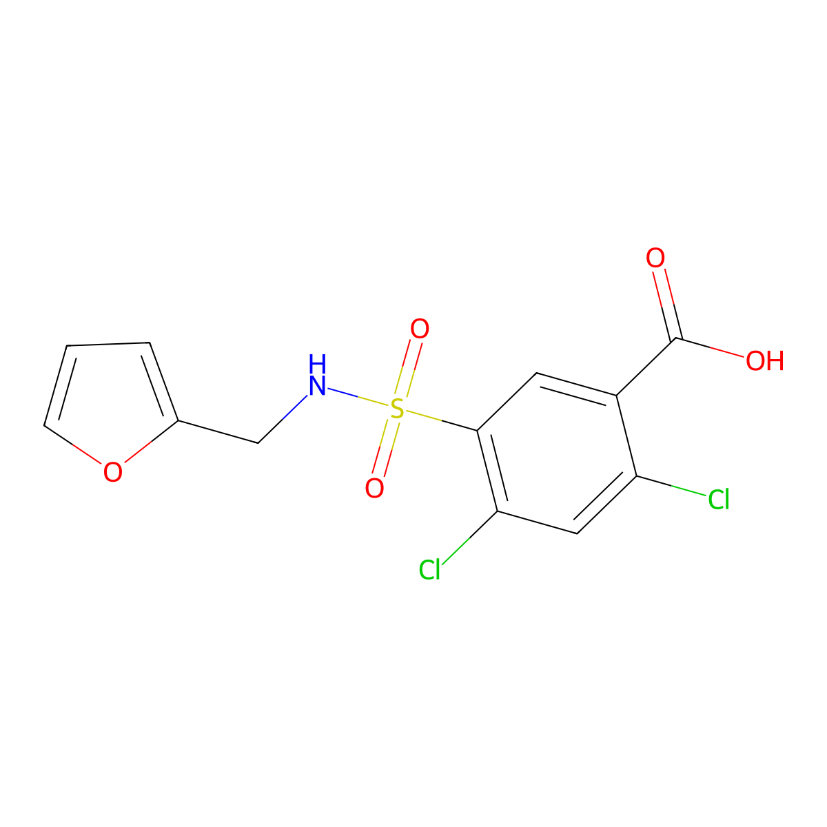 2,4-Dichloro-5-[(furan-2-ylmethyl)sulfamoyl]benzoic acid molecular structure, CAS 31914-90-6