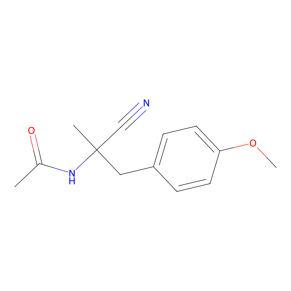 N-{1-cyano-1-[(4-methoxyphenyl)methyl]ethyl}acetamide molecular structure, CAS 31915-39-6