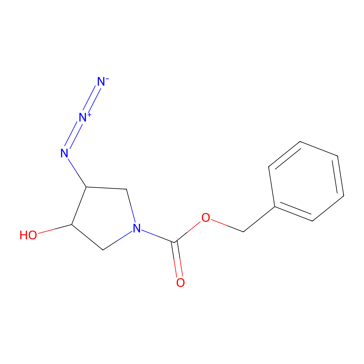 rac-benzyl (3R,4R)-3-azido-4-hydroxypyrrolidine-1-carboxylate molecular structure, CAS 31915-73-8