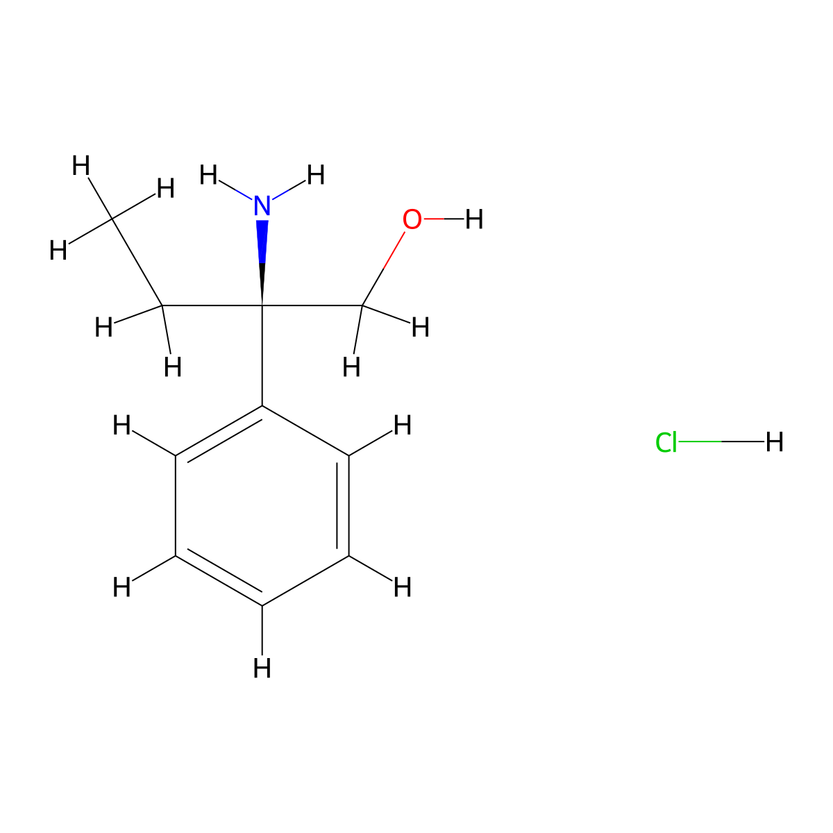 (R)-2-Amino-2-phenylbutan-1-ol hydrochloride molecular structure, CAS 31915-97-6