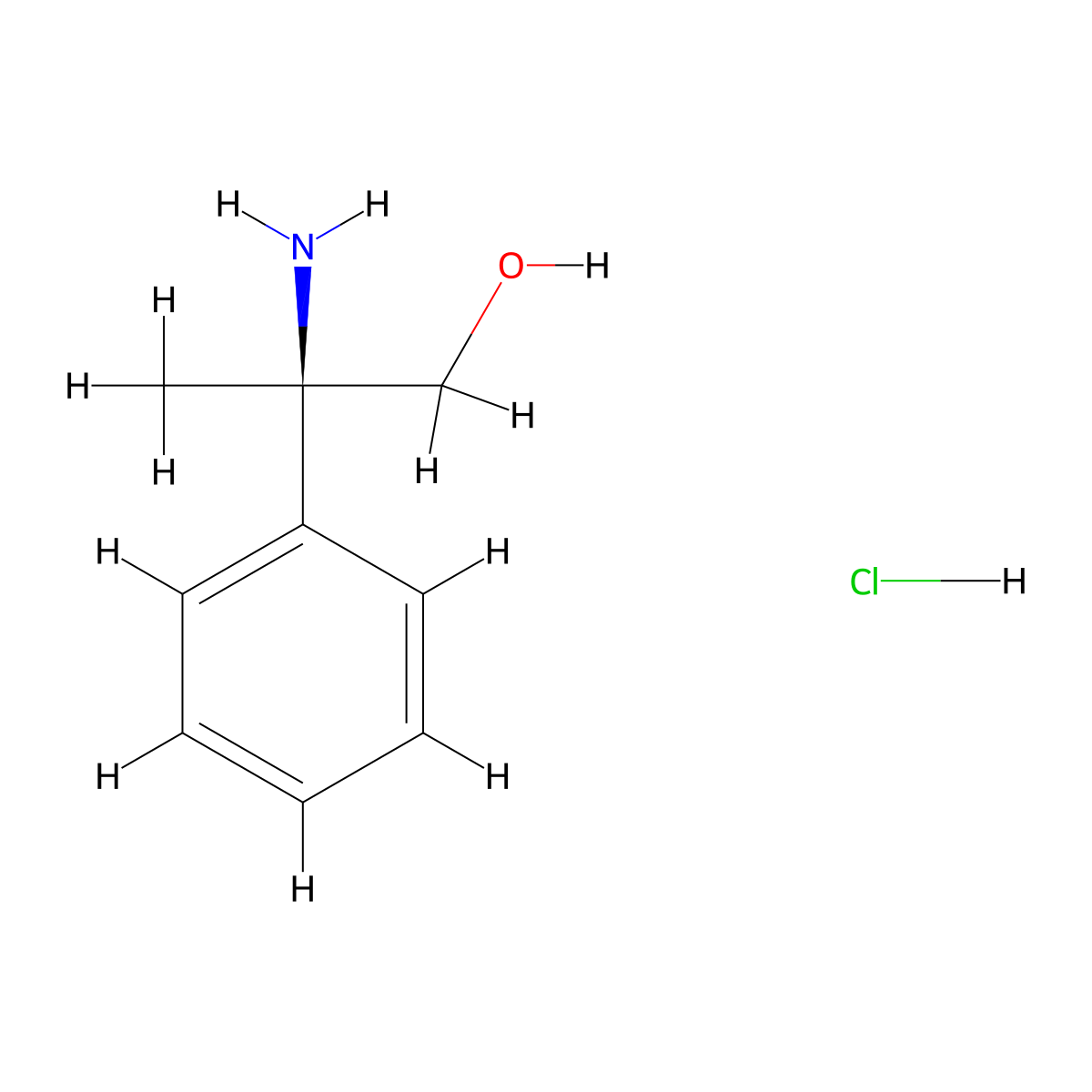 (R)-2-Amino-2-phenylpropan-1-ol hydrochloride molecular structure, CAS 31917-23-4