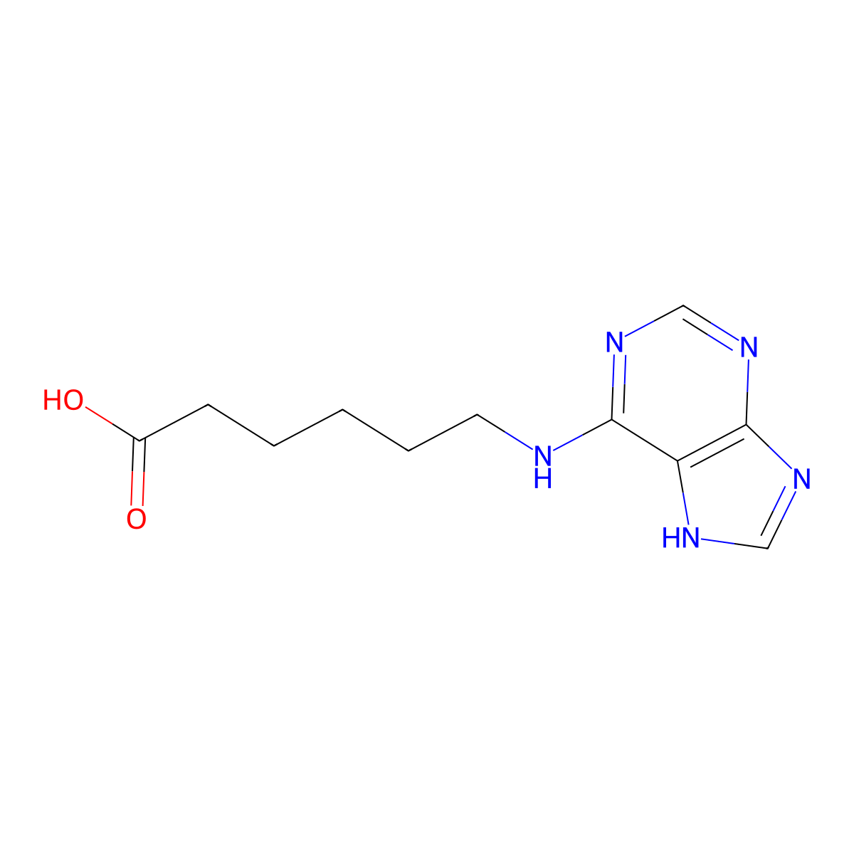 Hexanoic acid, 6-(9H-purin-6-ylamino)- molecular structure, CAS 31918-50-0