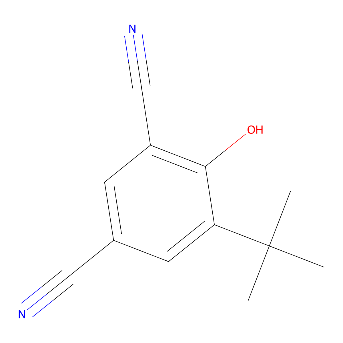 5-tert-Butyl-4-hydroxybenzene-1,3-dicarbonitrile molecular structure, CAS 31919-04-7