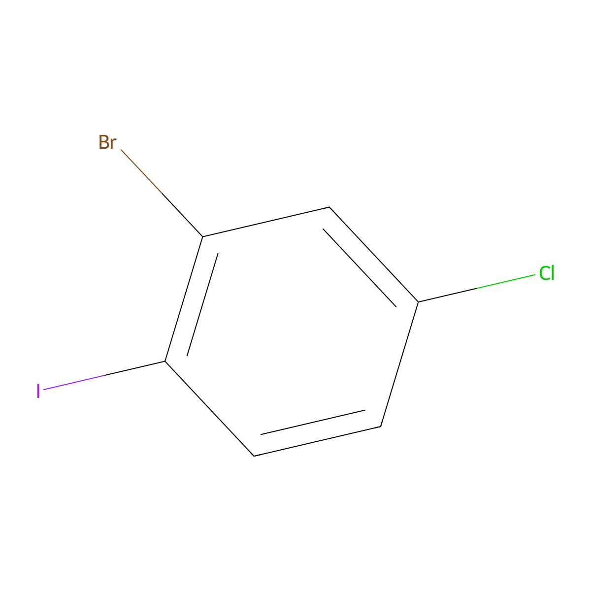 2-Bromo-4-chloro-1-iodobenzene molecular structure, CAS 31928-44-6