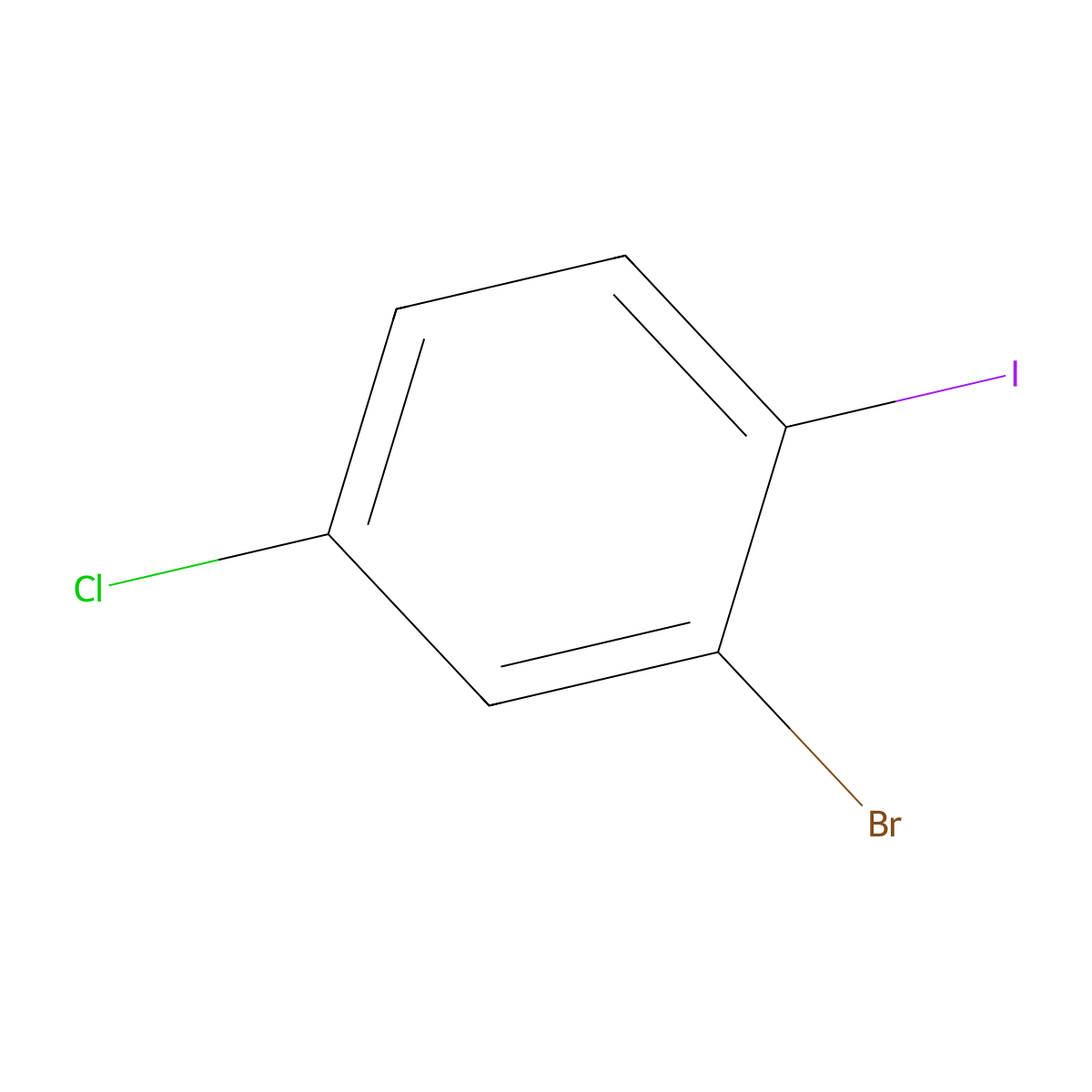 2-Bromo-4-chloro-1-iodobenzene molecular structure, CAS 31928-44-6