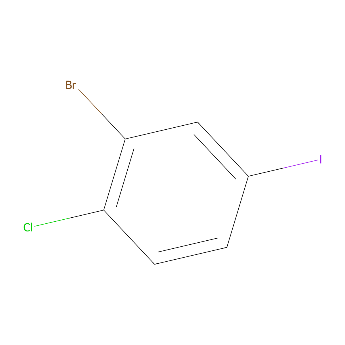 1-Bromo-2-chloro-5-iodobenzene molecular structure, CAS 31928-46-8