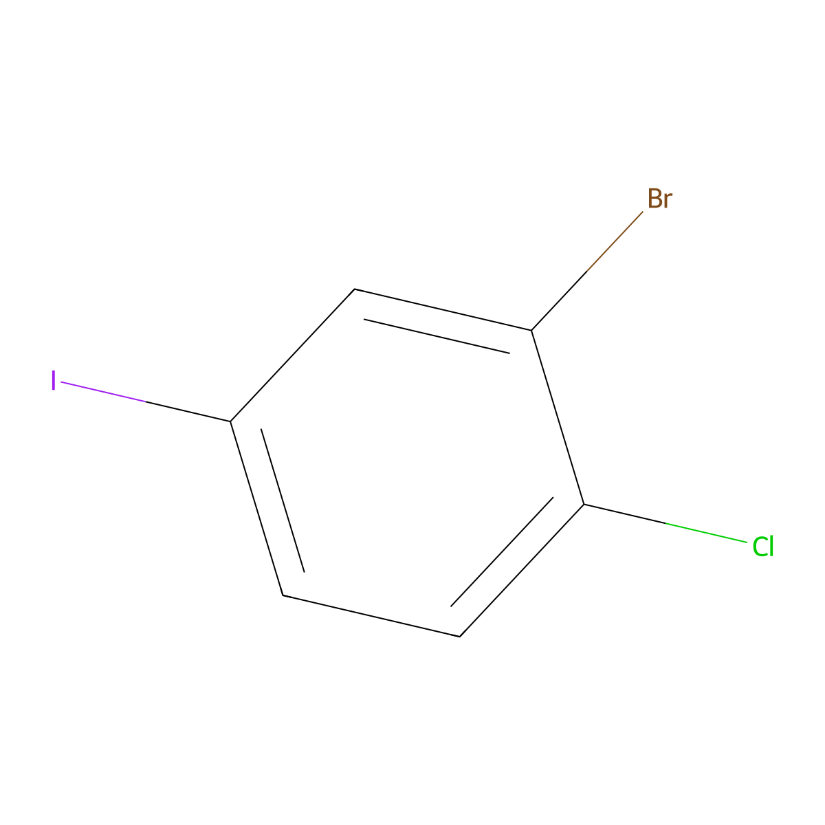 1-Bromo-2-chloro-5-iodobenzene molecular structure, CAS 31928-46-8