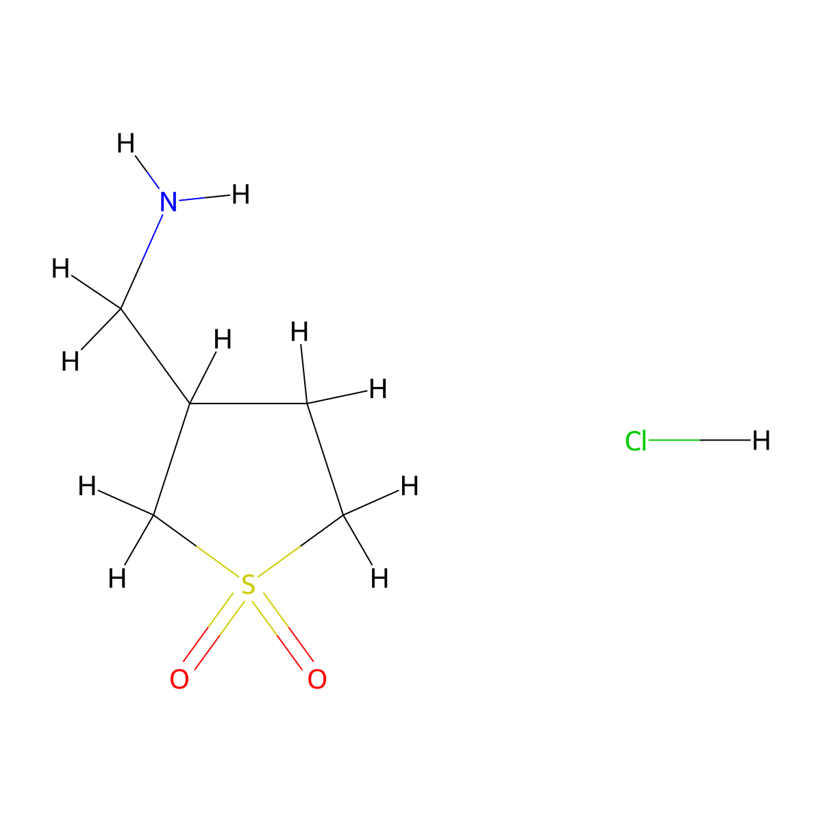 3-(Aminomethyl)-1lambda6-thiolane-1,1-dione hydrochloride molecular structure, CAS 3193-51-9