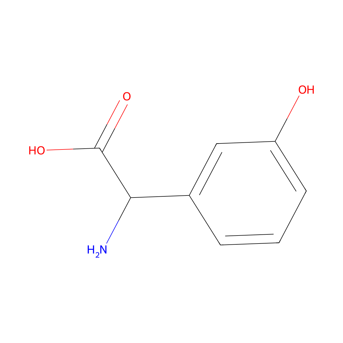 2-Amino-2-(3-hydroxyphenyl)acetic acid molecular structure, CAS 31932-87-3