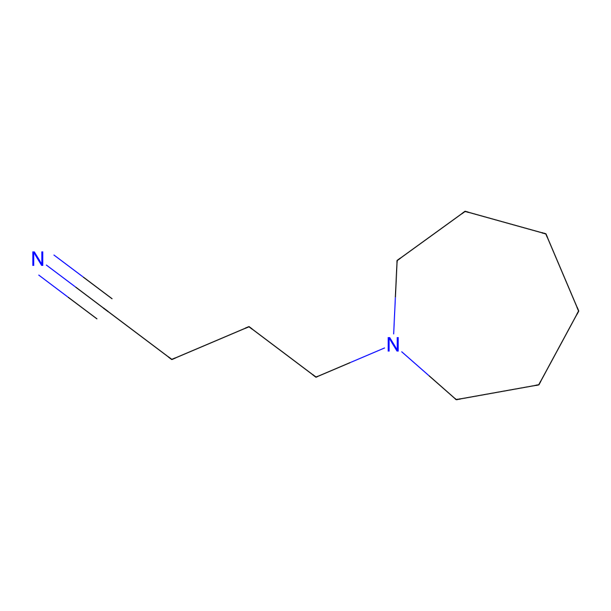Hexahydro-1H-azepine-1-butanenitrile molecular structure, CAS 3194-43-2