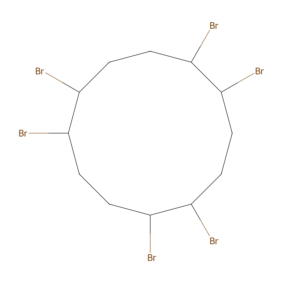 1,2,5,6,9,10-Hexabromocyclododecane molecular structure, CAS 3194-55-6