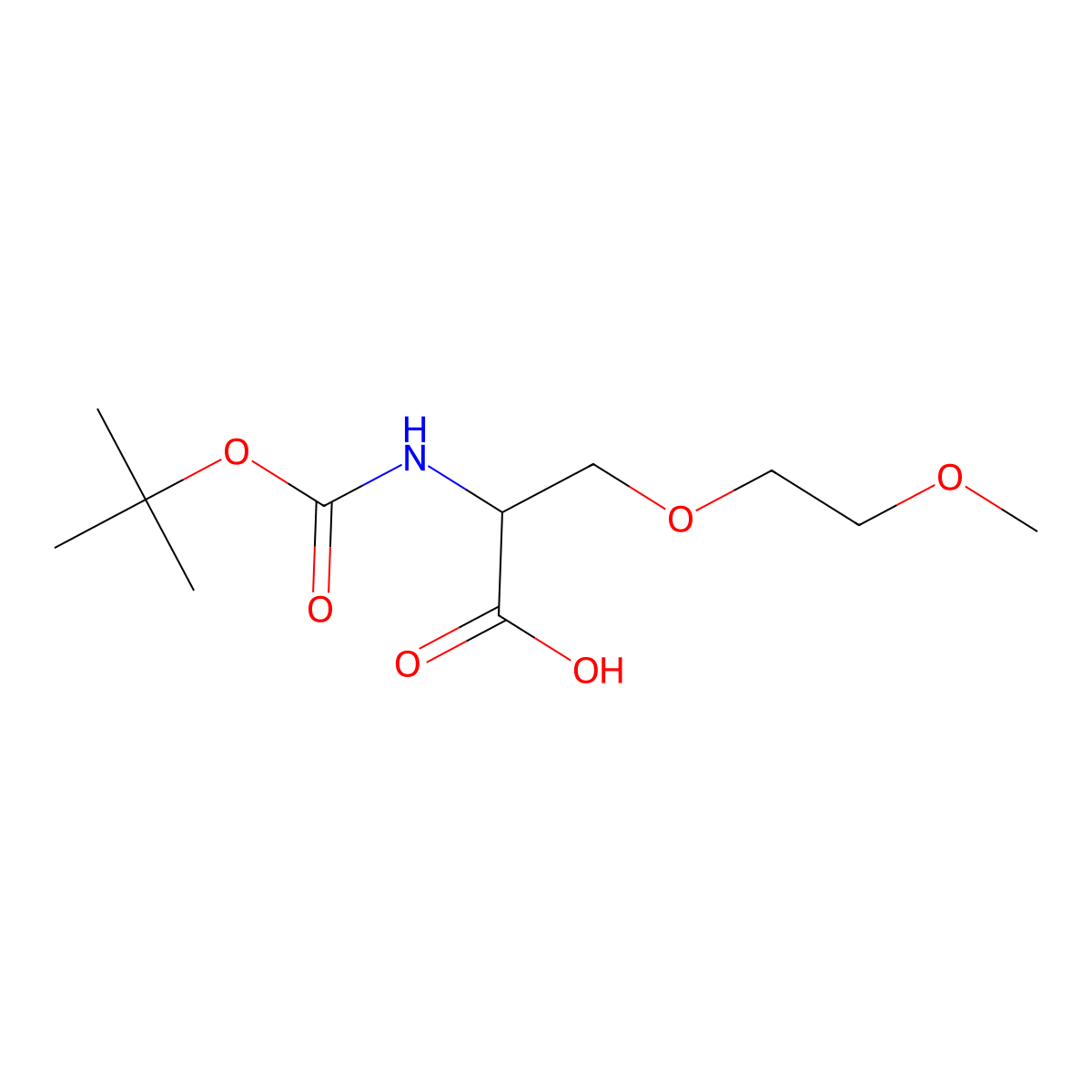 (2S)-2-{[(tert-butoxy)carbonyl]amino}-3-(2-methoxyethoxy)propanoic acid molecular structure, CAS 319427-44-6