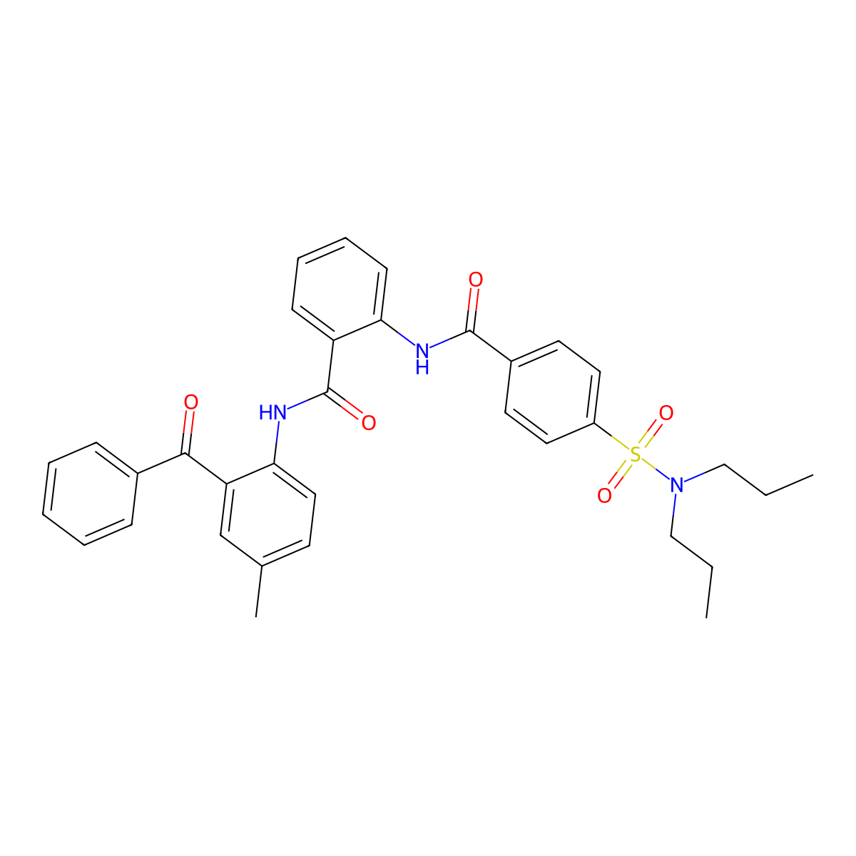 N-(2-benzoyl-4-methylphenyl)-2-(4-(N,N-dipropylsulfamoyl)benzamido)benzamide molecular structure, CAS 319428-42-7