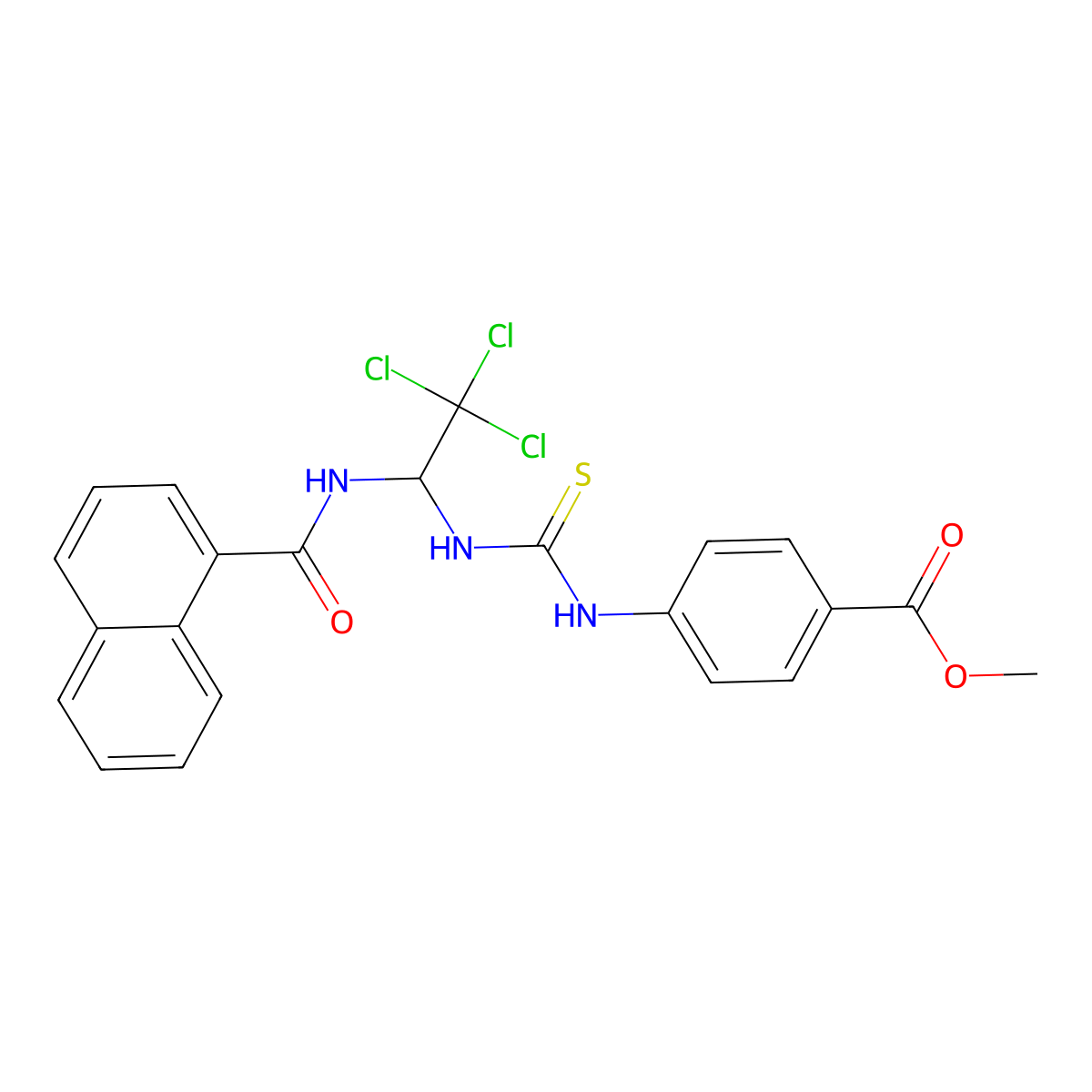 Methyl 4-[[2,2,2-trichloro-1-(naphthalene-1-carbonylamino)ethyl]carbamothioylamino]benzoate molecular structure, CAS 319429-78-2