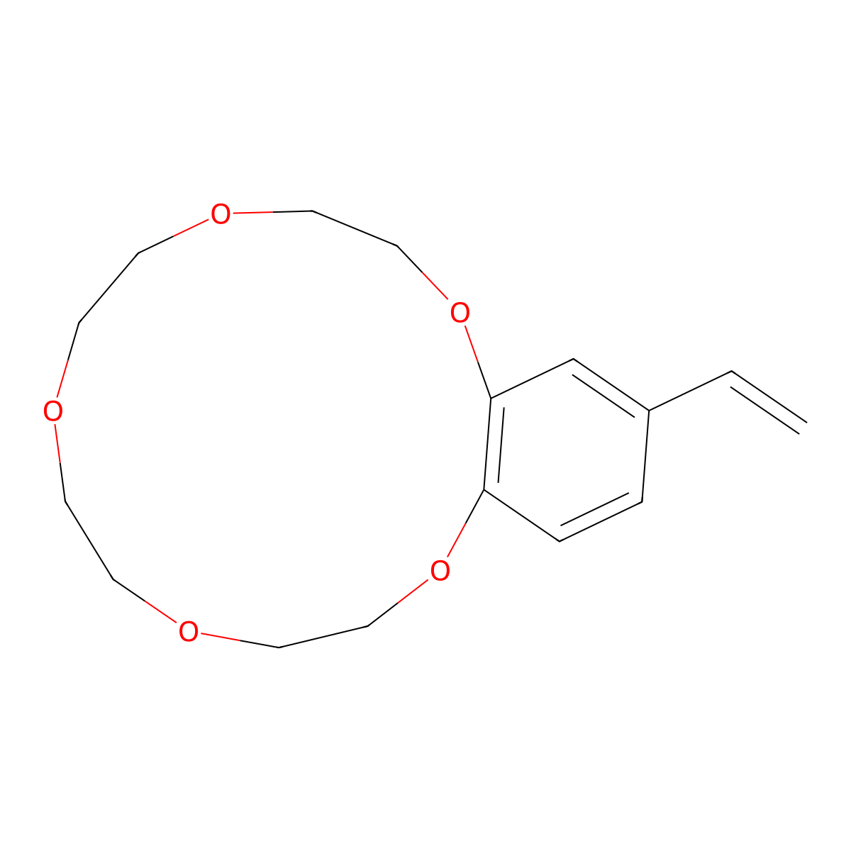 17-Ethenyl-2,5,8,11,14-pentaoxabicyclo[13.4.0]nonadeca-1(15),16,18-triene molecular structure, CAS 31943-70-1