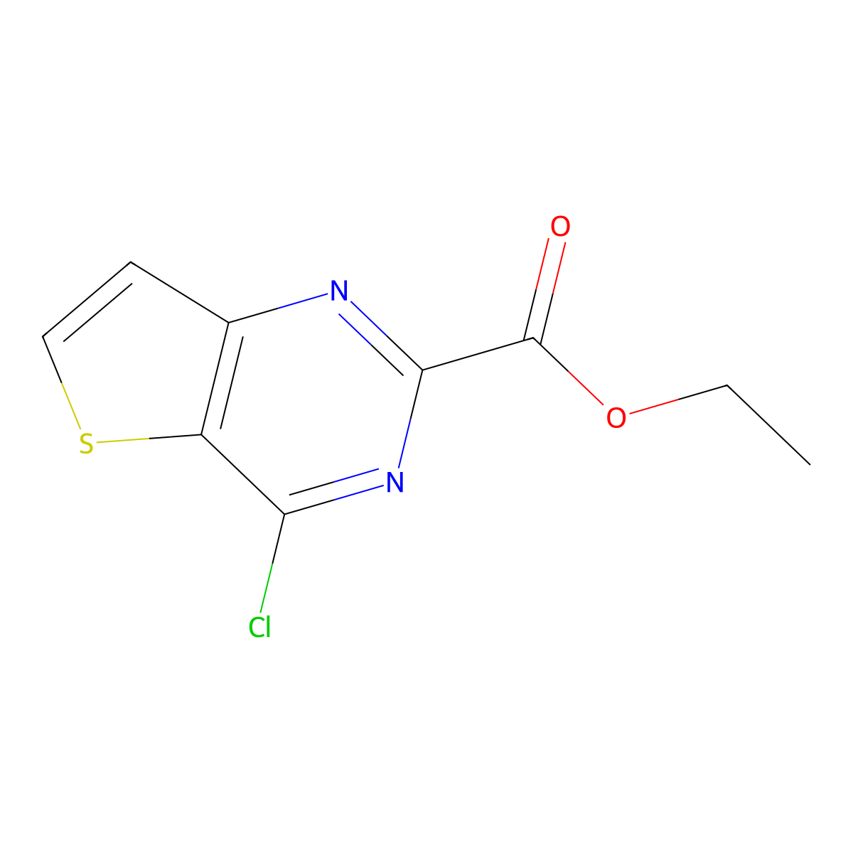 Ethyl 4-chlorothieno[3,2-d]pyrimidine-2-carboxylate molecular structure, CAS 319442-18-7