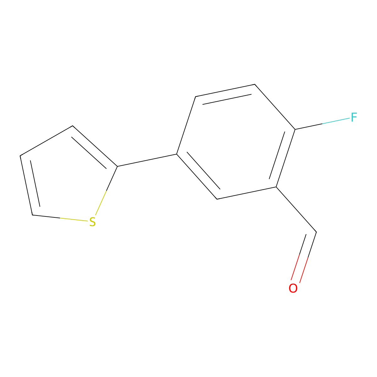 2-Fluoro-5-(thiophen-2-yl)benzaldehyde molecular structure, CAS 319454-81-4