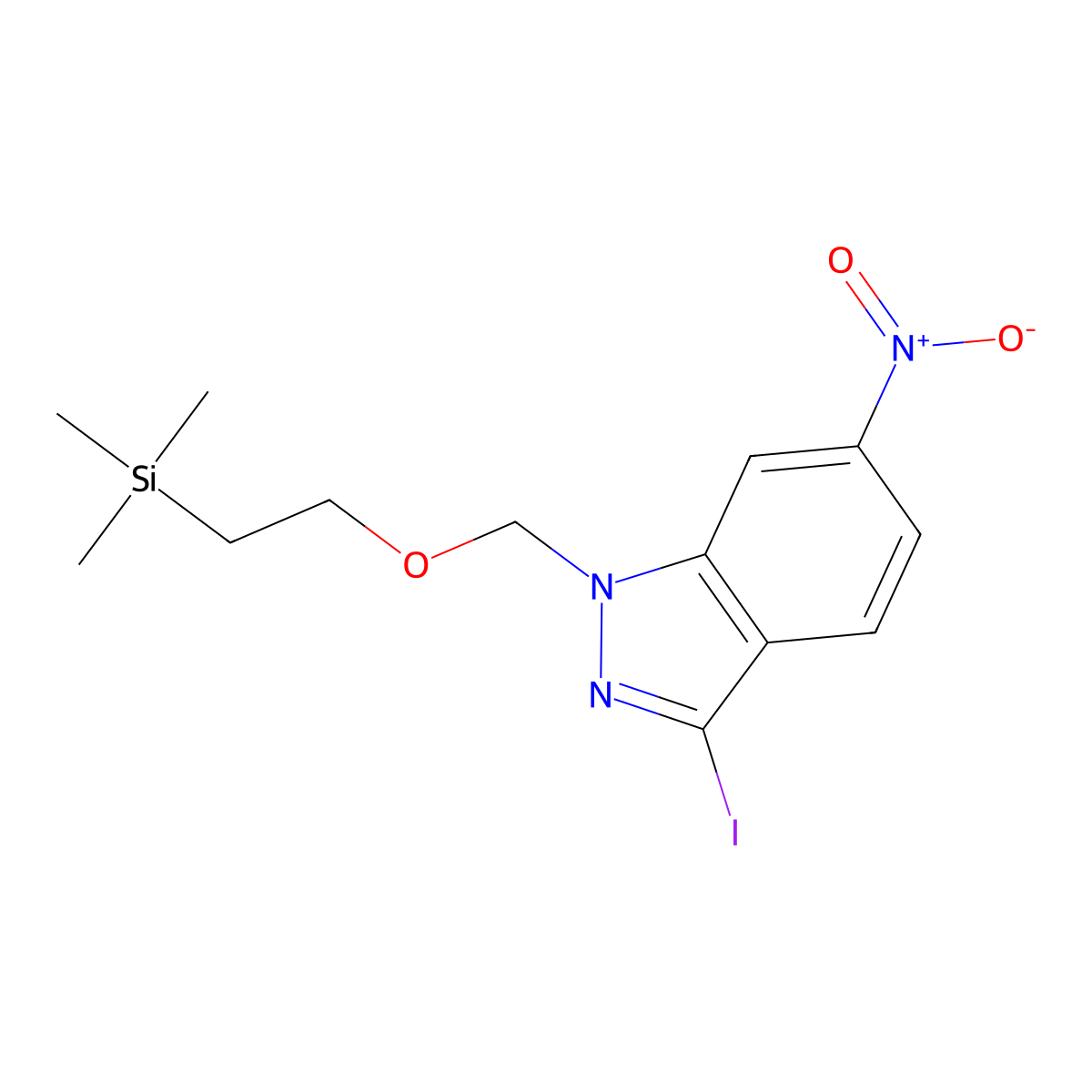 1H-Indazole, 3-iodo-6-nitro-1-[[2-(trimethylsilyl)ethoxy]methyl]- molecular structure, CAS 319472-83-8
