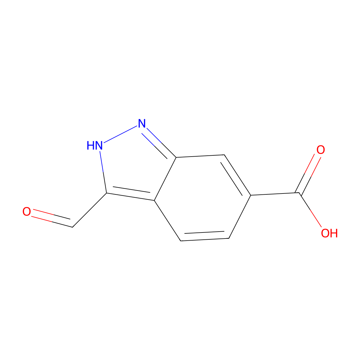 3-formyl-1H-indazole-6-carboxylic acid molecular structure, CAS 319474-35-6