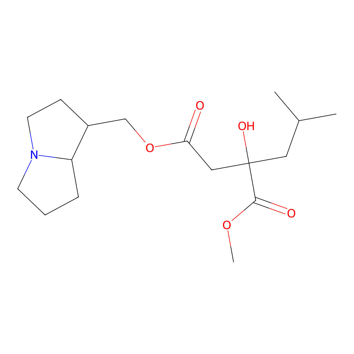 4-O-(2,3,5,6,7,8-hexahydro-1H-pyrrolizin-1-ylmethyl) 1-O-methyl 2-hydroxy-2-(2-methylpropyl)butanedioate molecular structure, CAS 31948-48-8