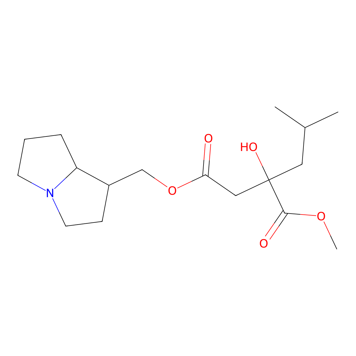 4-O-(2,3,5,6,7,8-hexahydro-1H-pyrrolizin-1-ylmethyl) 1-O-methyl 2-hydroxy-2-(2-methylpropyl)butanedioate molecular structure, CAS 31948-48-8