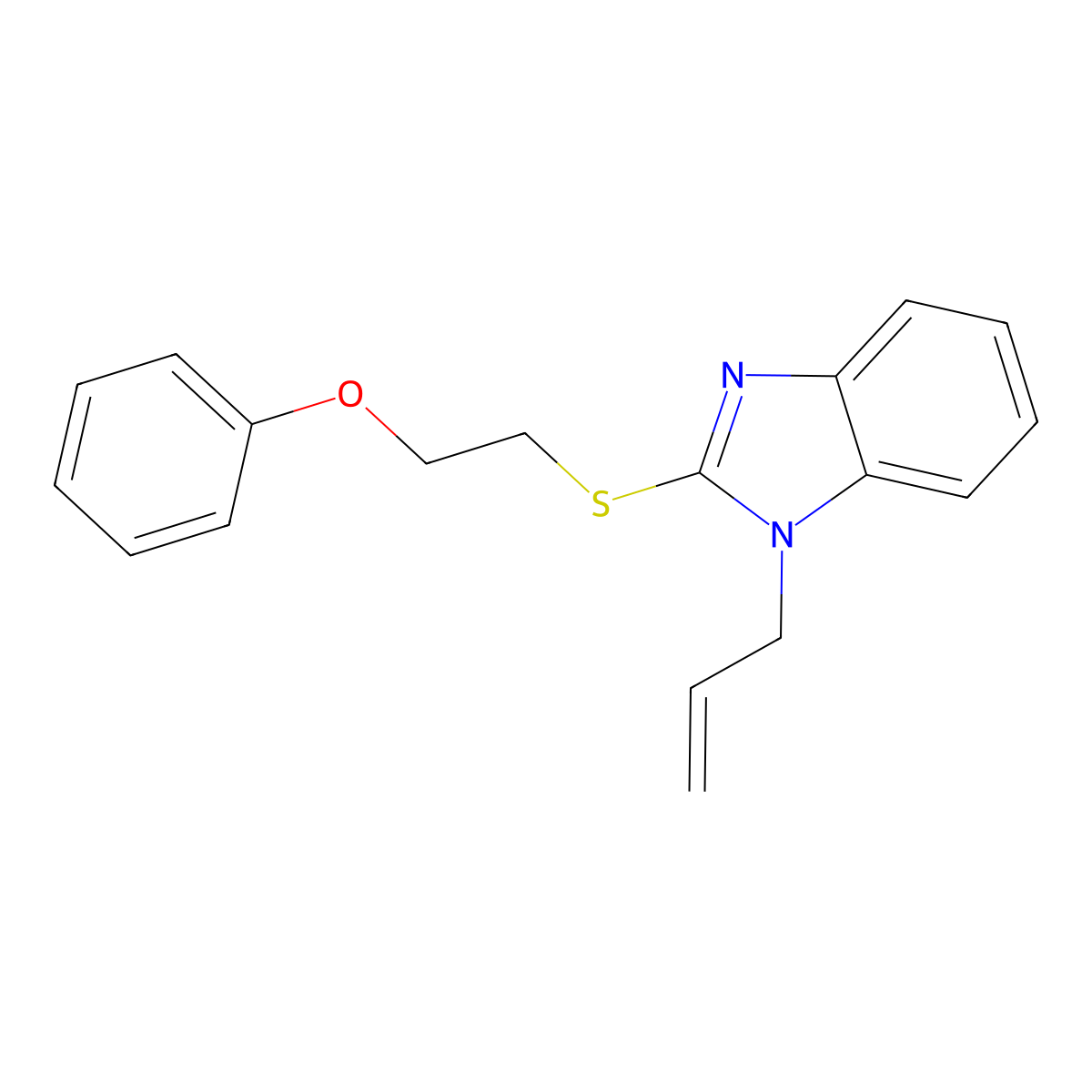 1-allyl-2-((2-phenoxyethyl)thio)-1H-benzo[d]imidazole molecular structure, CAS 319489-20-8