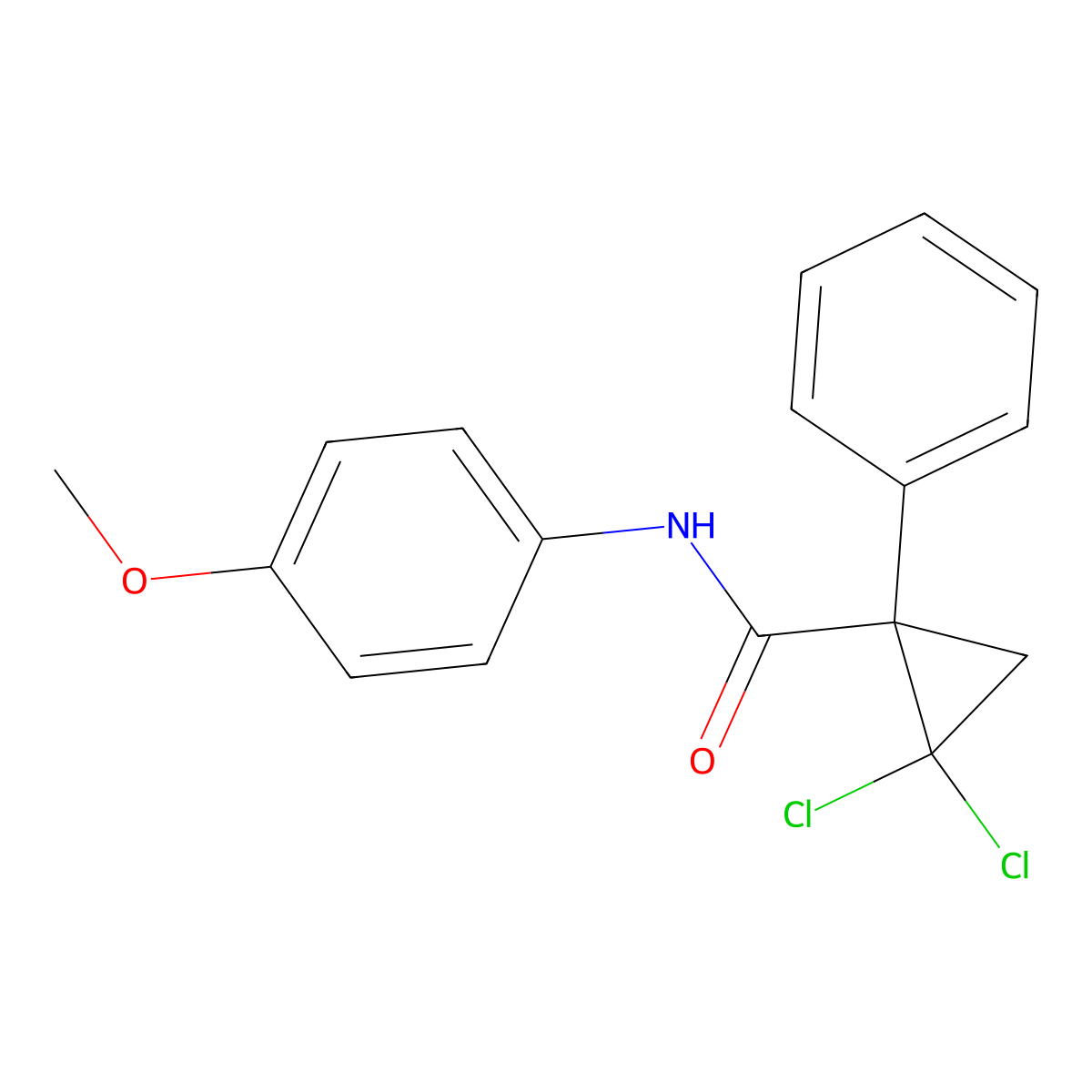 2,2-dichloro-N-(4-methoxyphenyl)-1-phenylcyclopropanecarboxamide molecular structure, CAS 319489-37-7