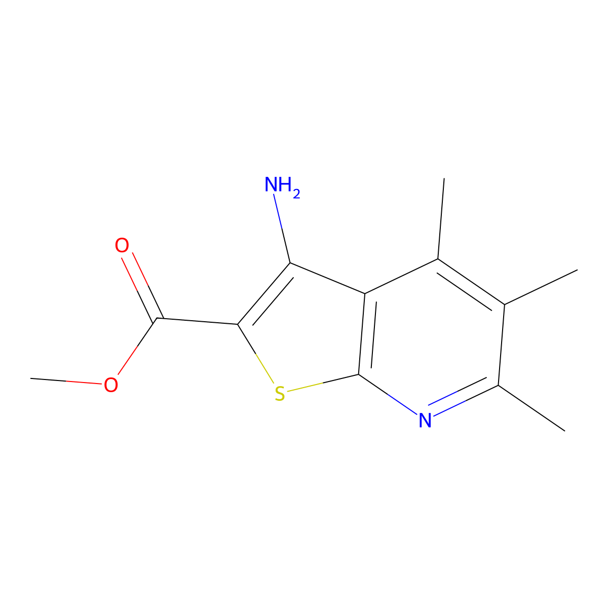 Methyl 3-amino-4,5,6-trimethylthieno[2,3-b]pyridine-2-carboxylate molecular structure, CAS 319491-25-3