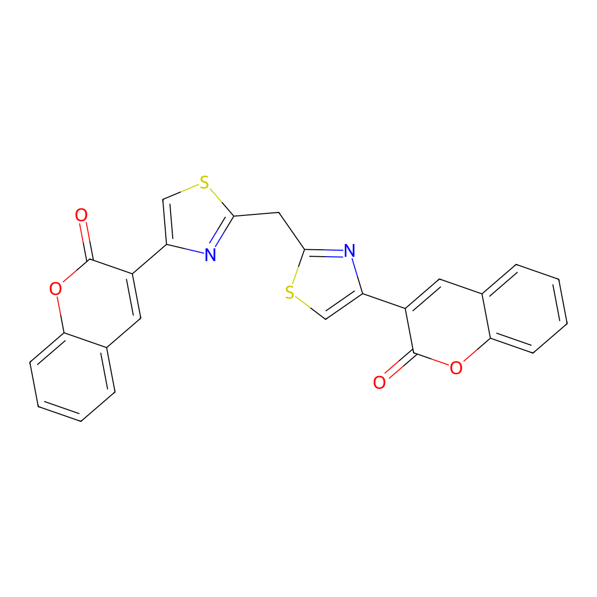 3-[2-[[4-(2-Oxochromen-3-yl)-1,3-thiazol-2-yl]methyl]-1,3-thiazol-4-yl]chromen-2-one molecular structure, CAS 319491-51-5