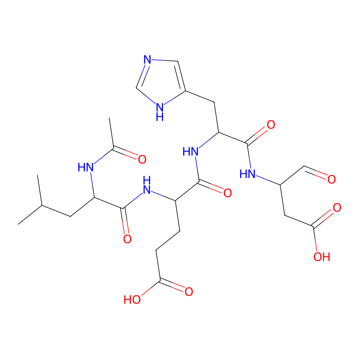 Ac-Leu-Glu-His-Asp-CHO molecular structure, CAS 319494-38-7