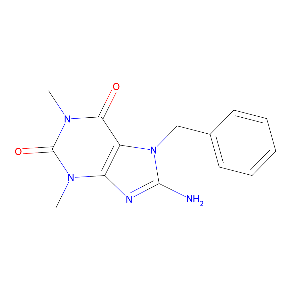 8-amino-7-benzyl-1,3-dimethyl-3,7-dihydro-1H-purine-2,6-dione molecular structure, CAS 31950-61-5
