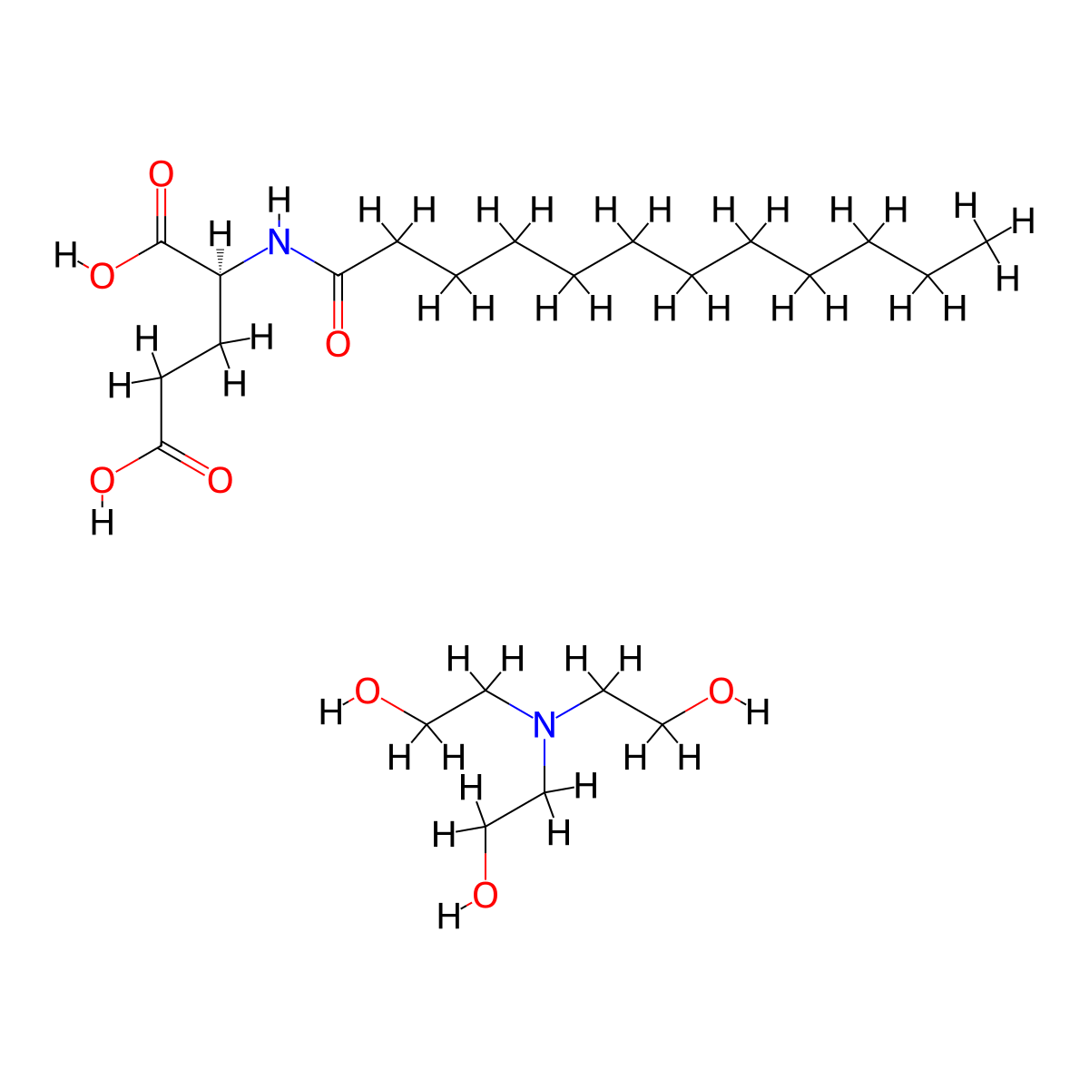 Triethanolamine lauroyl glutamate molecular structure, CAS 31955-67-6