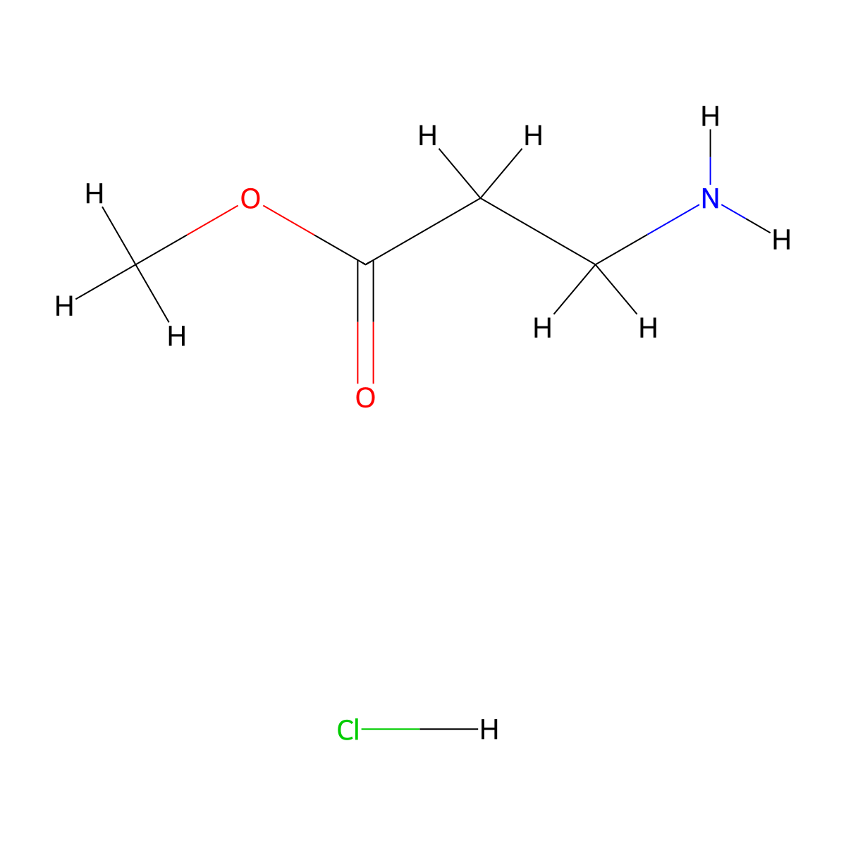Methyl 3-aminopropanoate hydrochloride molecular structure, CAS 3196-73-4