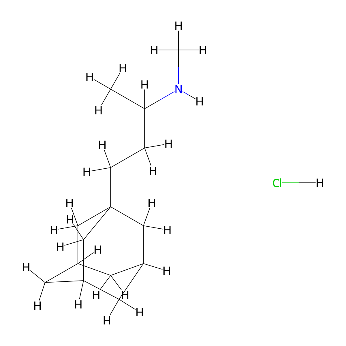 4-(Adamantan-1-yl)-N-methylbutan-2-amine--hydrogen chloride (1/1) molecular structure, CAS 31967-92-7