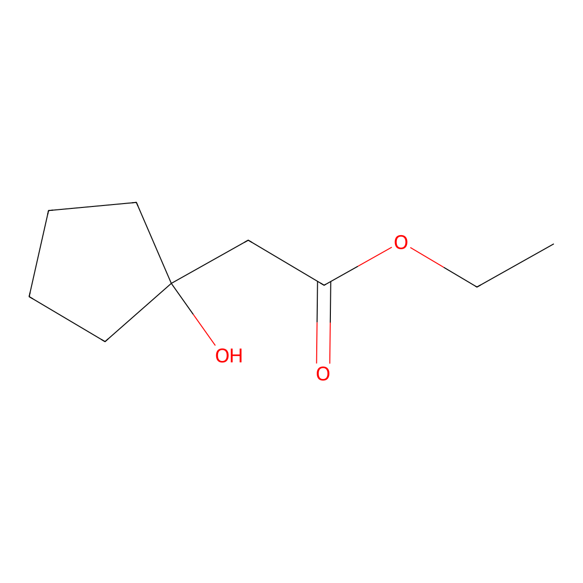 Ethyl 2-(1-hydroxycyclopentyl)acetate molecular structure, CAS 3197-76-0
