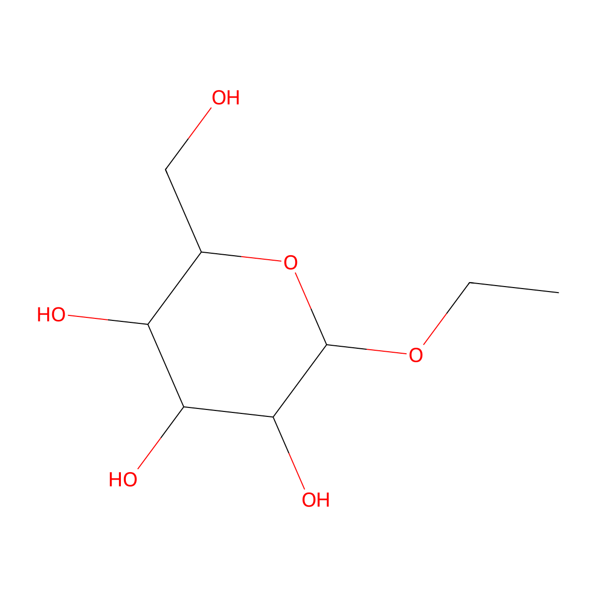 Ethyl Glucoside molecular structure, CAS 3198-49-0