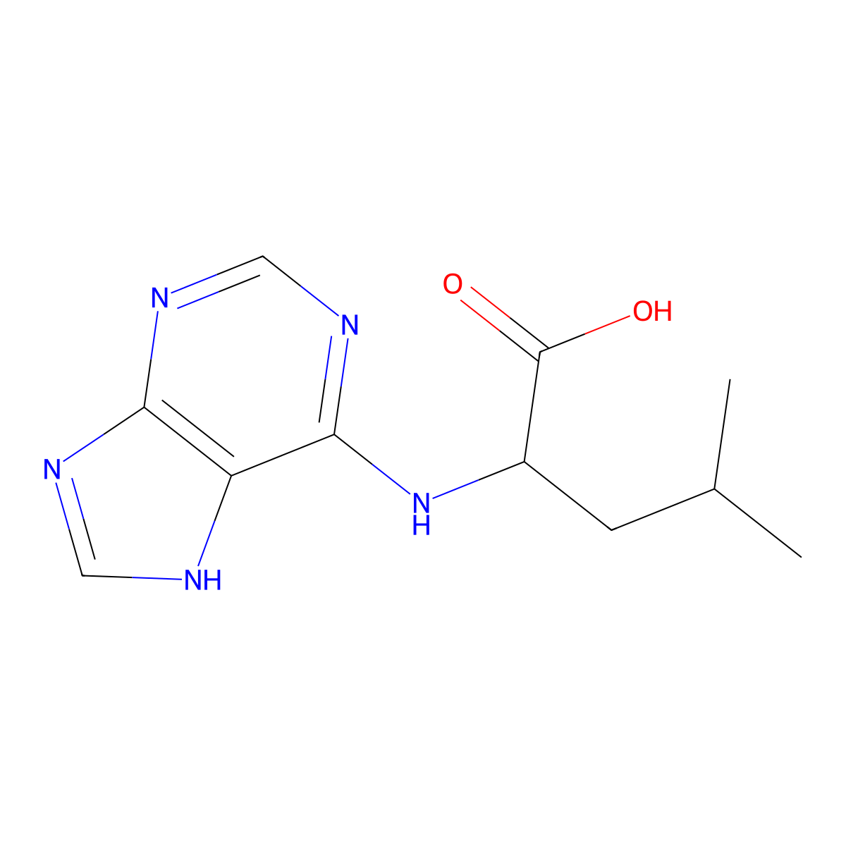 (S)-2-((9H-purin-6-yl)amino)-4-methylpentanoic acid molecular structure, CAS 31981-63-2