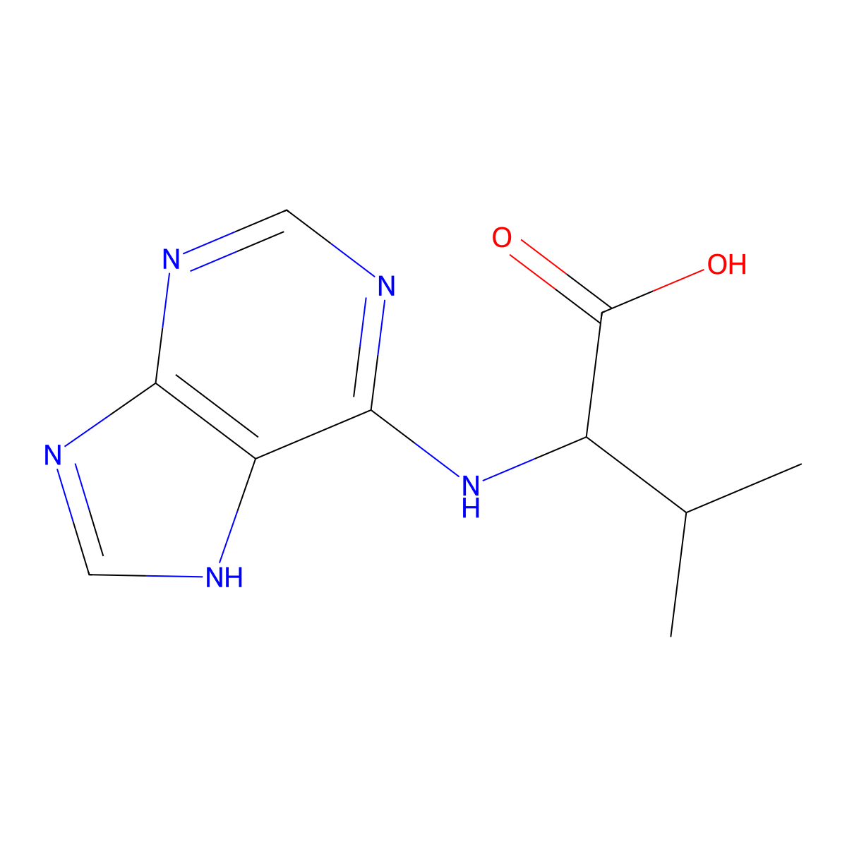 (2S)-3-methyl-2-(7H-purin-6-ylamino)butanoic acid molecular structure, CAS 31981-64-3