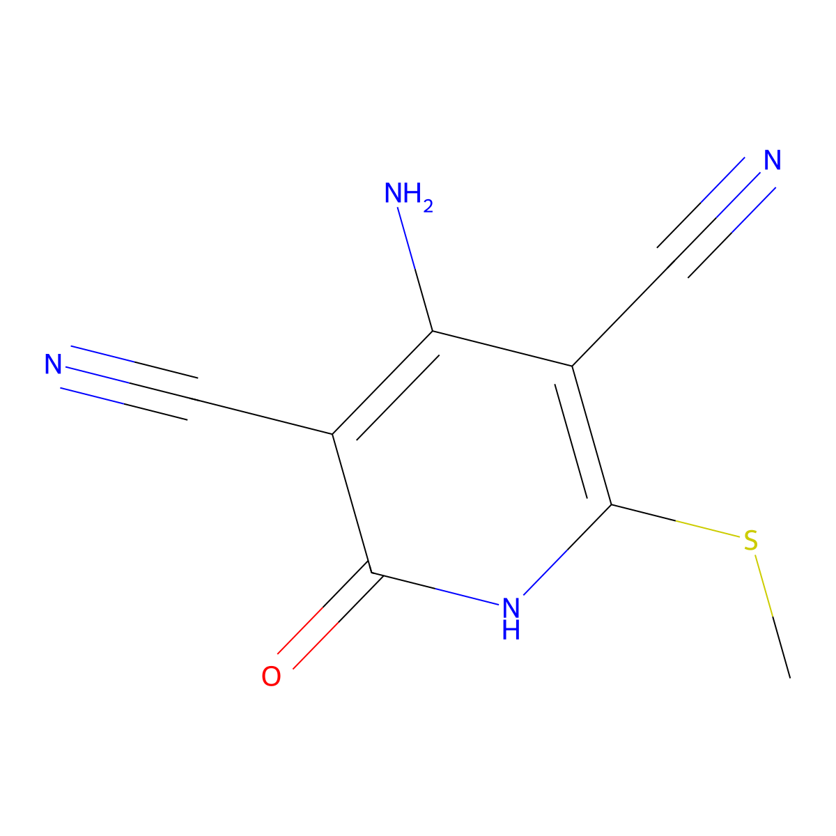 4-Amino-6-(methylthio)-2-oxo-1,2-dihydro-3,5-pyridinedicarbonitrile molecular structure, CAS 319905-60-7