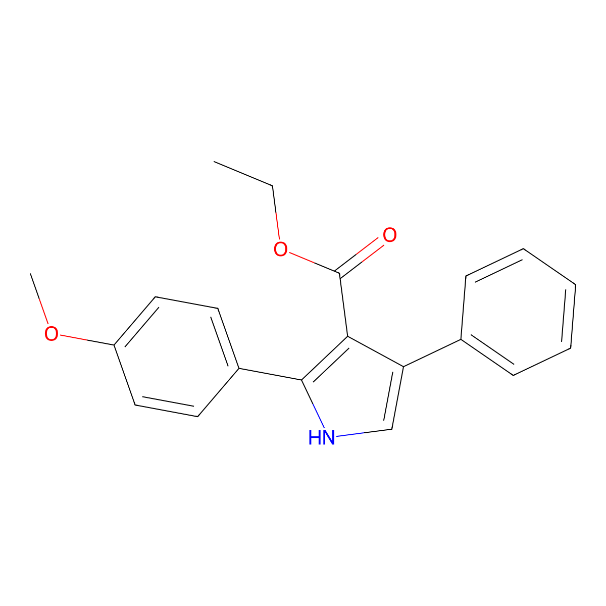 Ethyl 2-(4-methoxyphenyl)-4-phenyl-1H-pyrrole-3-carboxylate molecular structure, CAS 319905-70-9