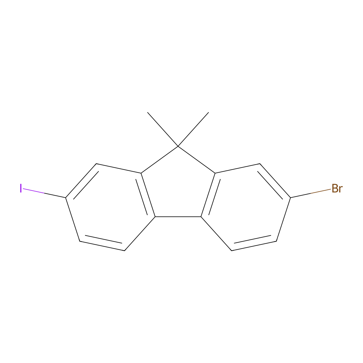 2-Bromo-7-iodo-9,9-dimethyl-9H-fluorene molecular structure, CAS 319906-45-1