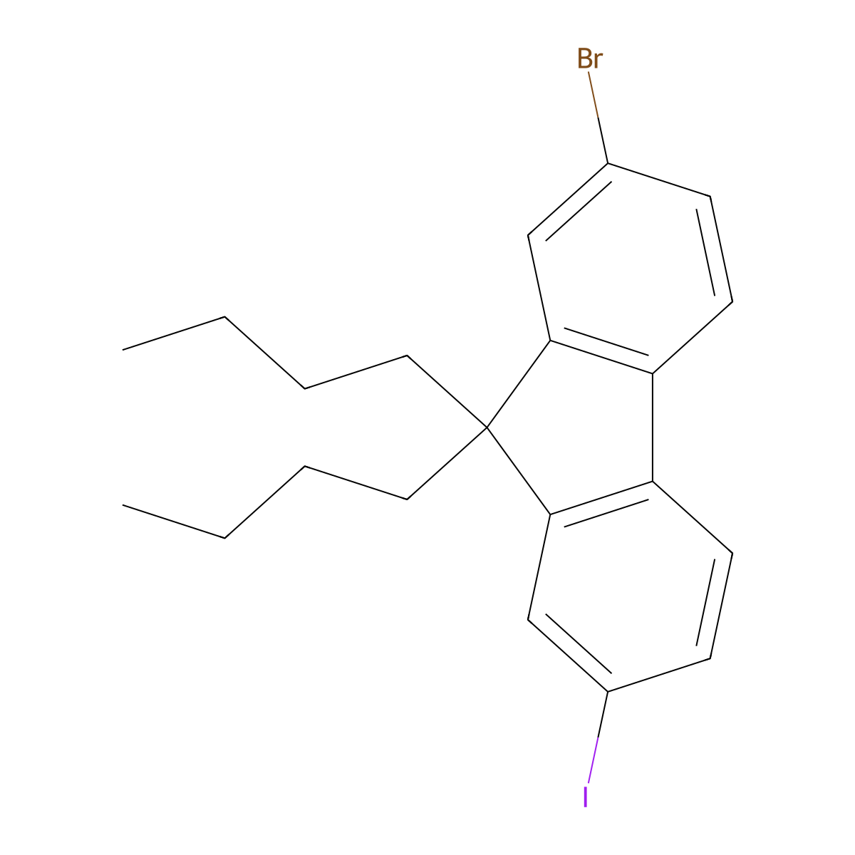 2-Bromo-9,9-dibutyl-7-iodo-9h-fluorene molecular structure, CAS 319906-46-2