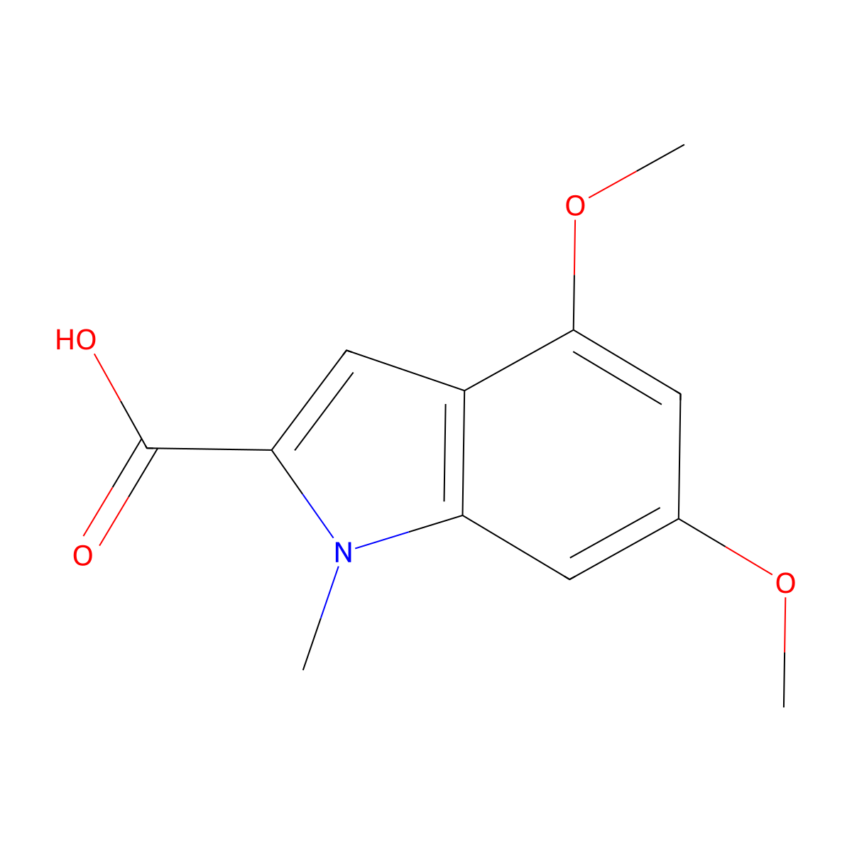 4,6-Dimethoxy-1-methyl-1H-indole-2-carboxylic acid molecular structure, CAS 319906-50-8