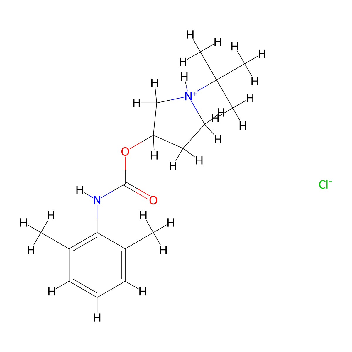 Carbanilic acid, 2,6-dimethyl-, N-tert-butyl-3-pyrrolidinyl ester, hydrochloride molecular structure, CAS 31991-03-4