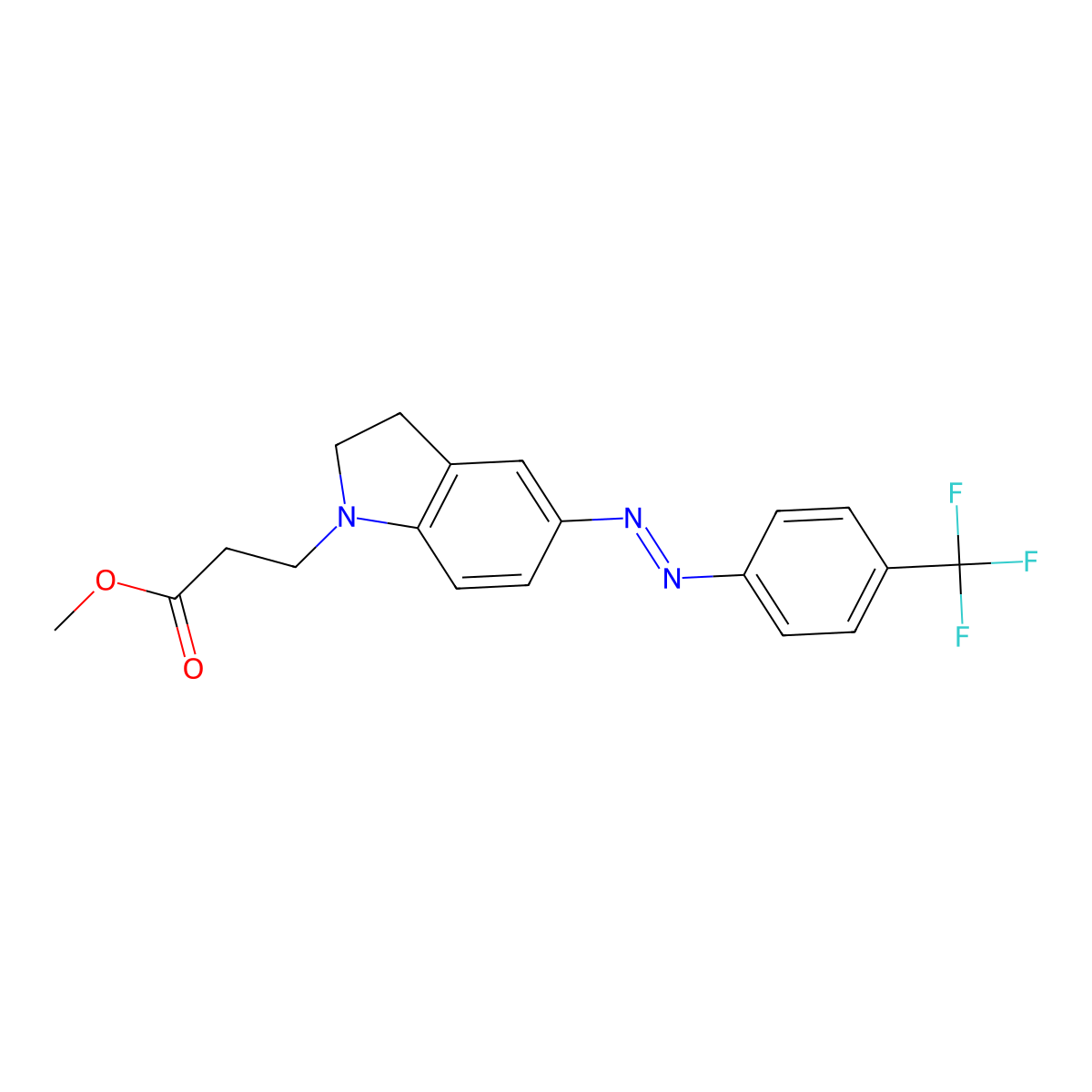 1H-Indole-1-propanoic acid, 2,3-dihydro-5-[2-[4-(trifluoromethyl)phenyl]diazenyl]-, methyl ester molecular structure, CAS 319916-83-1