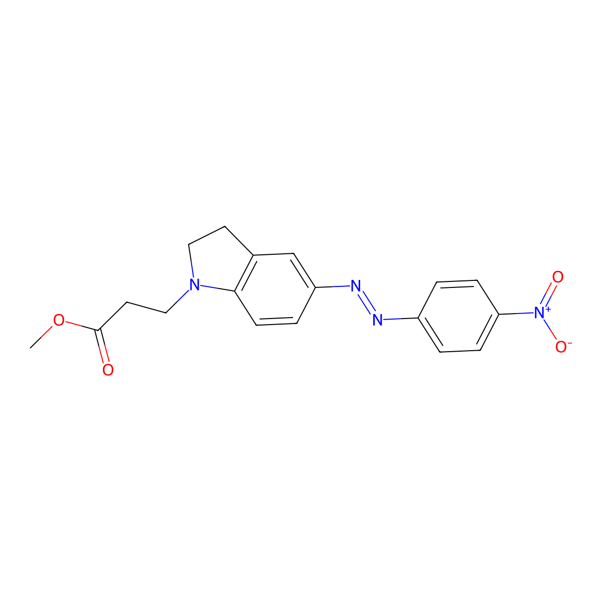 Methyl 3-[5-[(4-nitrophenyl)diazenyl]-2,3-dihydroindol-1-yl]propanoate molecular structure, CAS 319916-86-4