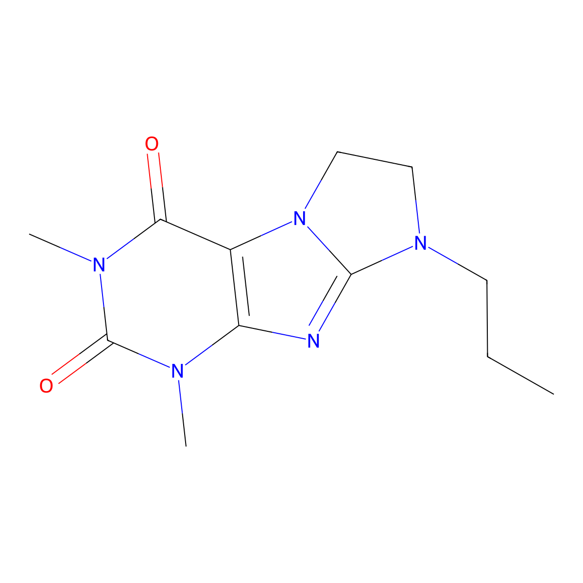2,4-Dimethyl-6-propyl-7,8-dihydropurino[7,8-a]imidazole-1,3-dione molecular structure, CAS 31992-08-2