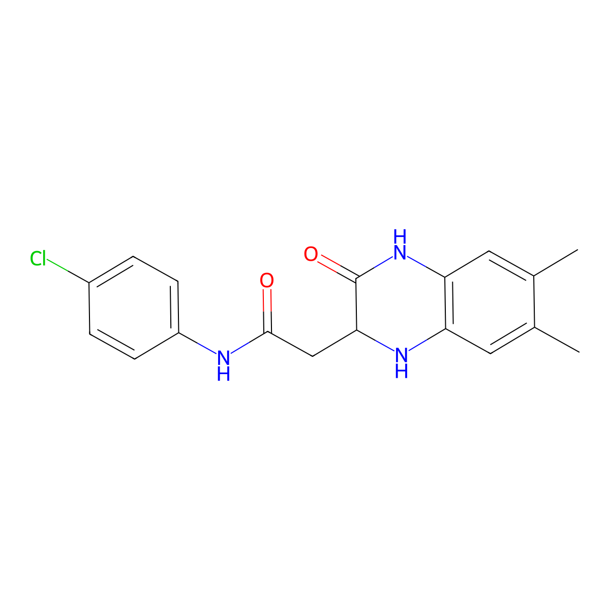 N-(4-chlorophenyl)-2-(6,7-dimethyl-3-oxo-1,2,3,4-tetrahydroquinoxalin-2-yl)acetamide molecular structure, CAS 319928-20-6
