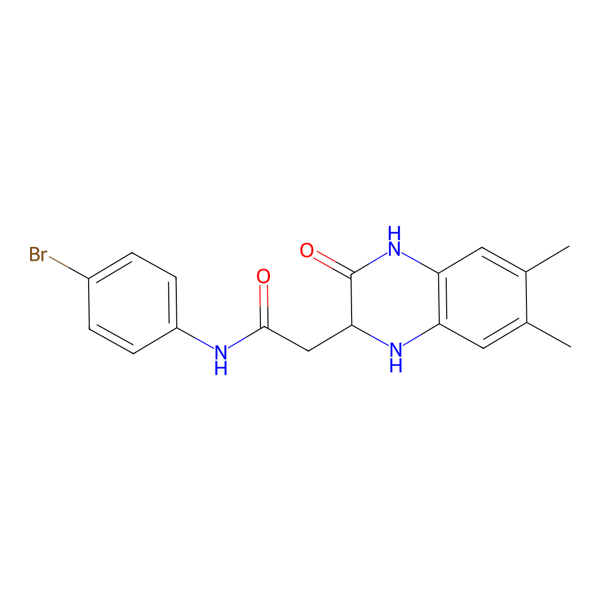 N-(4-bromophenyl)-2-(6,7-dimethyl-3-oxo-1,2,3,4-tetrahydroquinoxalin-2-yl)acetamide molecular structure, CAS 319928-21-7