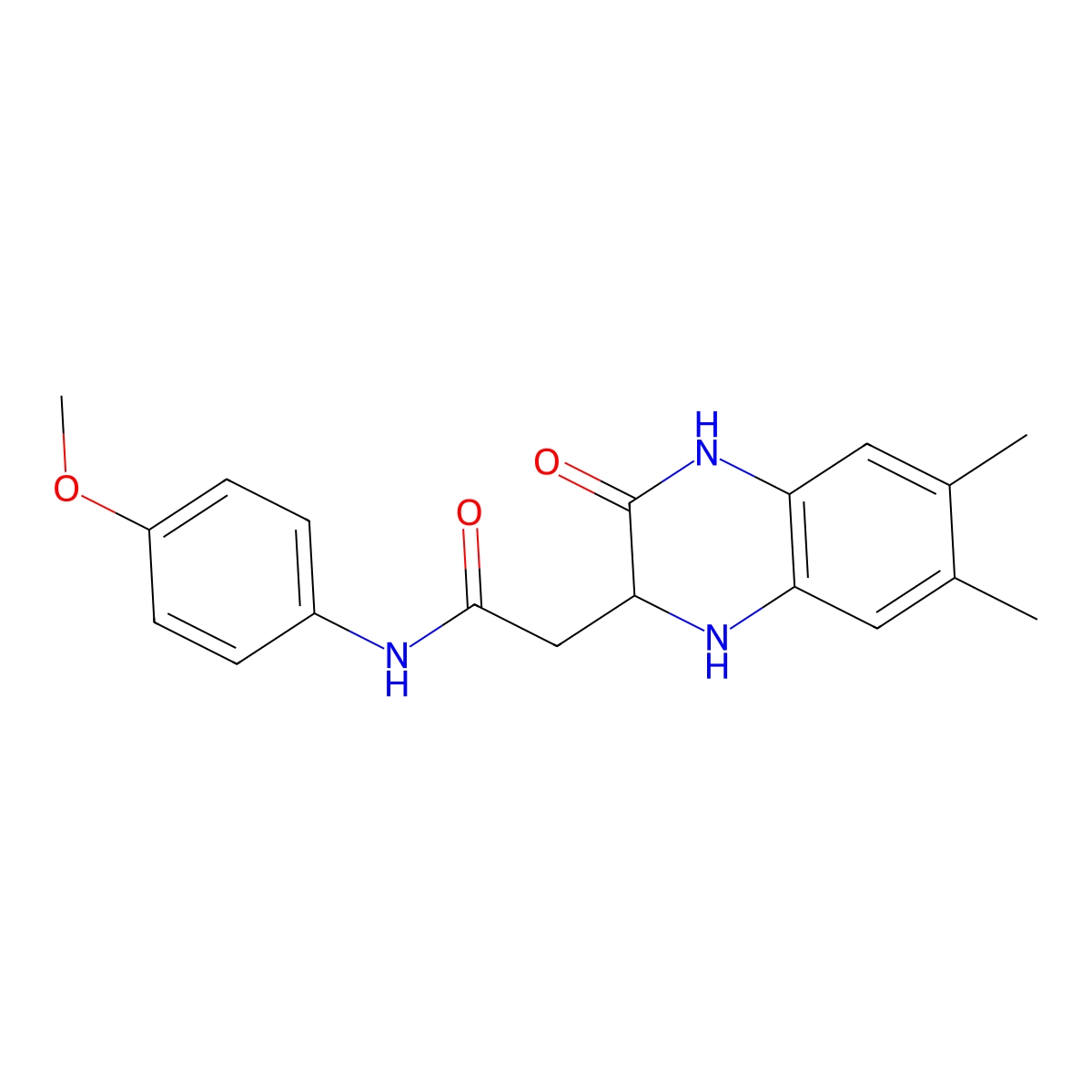 2-(6,7-dimethyl-3-oxo-1,2,3,4-tetrahydroquinoxalin-2-yl)-N-(4-methoxyphenyl)acetamide molecular structure, CAS 319928-22-8